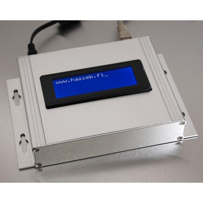 Raspberry Pi Compute Module with Ethernet, aluminium enclosure, and 20x4 LCD display